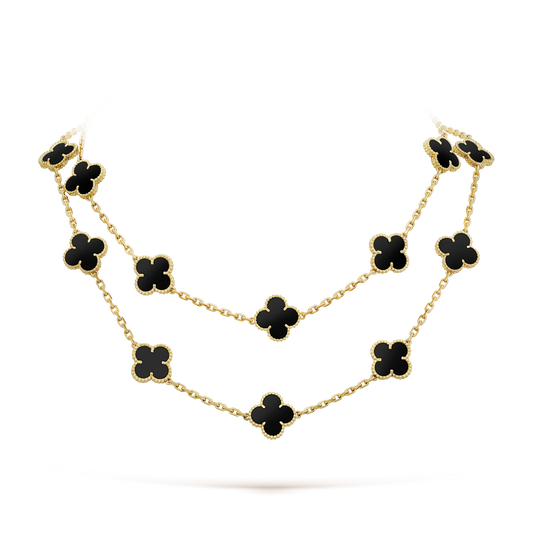 []CLOVER 20 MOTIFS ONYX NECKLACE