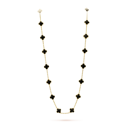 [Rose Jewelrys]CLOVER 20 MOTIFS ONYX NECKLACE