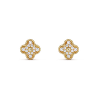 [🌹Rose💎]CLOVER MEDIUM 1 MOTIFS FUll DIAMOND EARRINGS