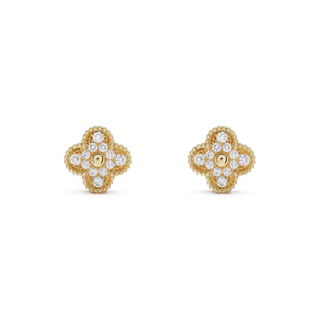 [🌹Rose💎]CLOVER MEDIUM 1 MOTIFS FUll DIAMOND EARRINGS