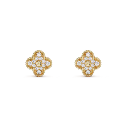 [Rose Jewelrys]CLOVER MEDIUM 1 MOTIFS FUll DIAMOND EARRINGS