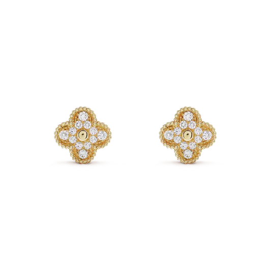 [Rose Jewelrys]CLOVER MEDIUM 1 MOTIFS FUll DIAMOND EARRINGS