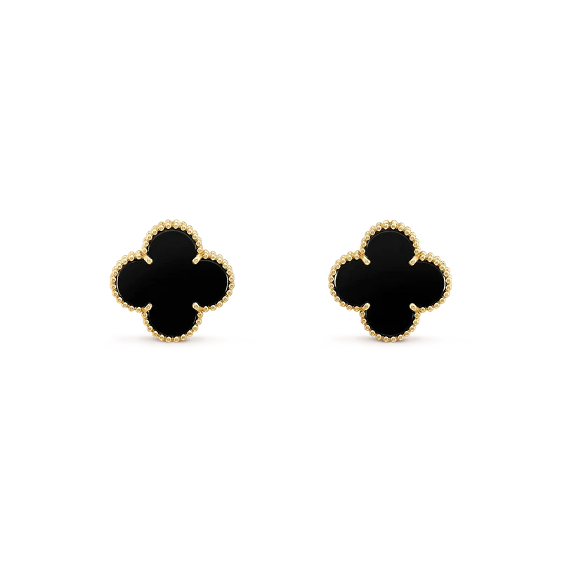 [Rose Jewelrys]CLOVER MEDIUM 1 MOTIFS  ONYX STUD EARRINGS