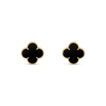 [Rose Jewelrys]CLOVER MEDIUM 1 MOTIFS  ONYX STUD EARRINGS