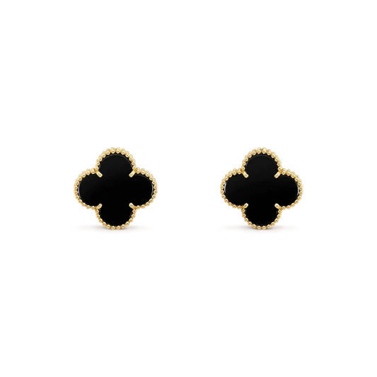 [Rose Jewelrys]CLOVER MEDIUM 1 MOTIFS  ONYX STUD EARRINGS