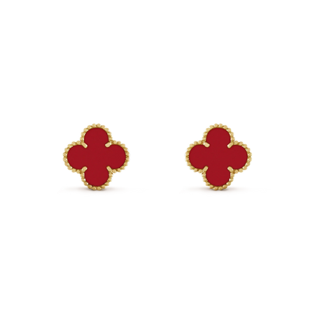 [🌹Rose💎]CLOVER MINI 9.5MM CARNELIAN EARRINGS