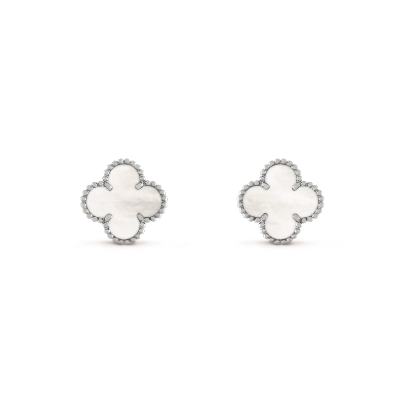 [Rose Jewelrys]CLOVER MEDIUM 1 MOTIFS  WHITE MOP EARRINGS SILVER