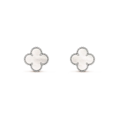[Rose Jewelrys]CLOVER MEDIUM 1 MOTIFS  WHITE MOP EARRINGS SILVER