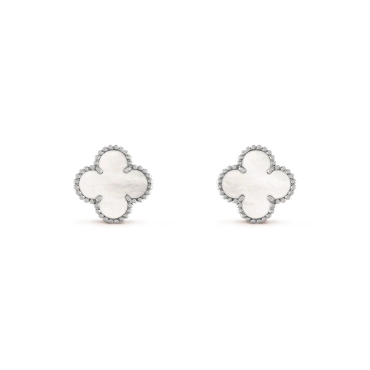 [Rose Jewelrys]CLOVER MEDIUM 1 MOTIFS  WHITE MOP EARRINGS SILVER