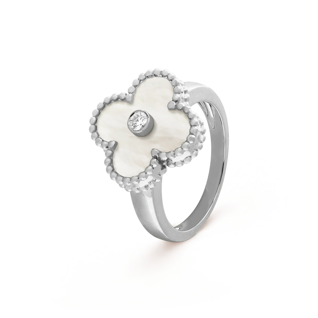 [🌹Rose💎]CLOVER SILVER MOP DIAMOND RING