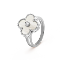 [🌹Rose💎]CLOVER SILVER MOP DIAMOND RING