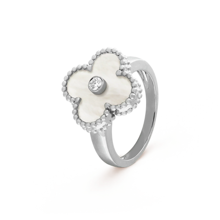 [🌹Rose💎]CLOVER SILVER MOP DIAMOND RING