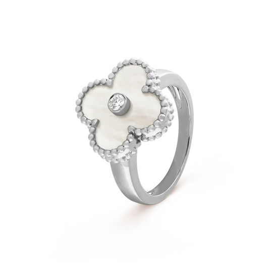 [Rose Jewelrys]CLOVER SILVER MOP DIAMOND RING