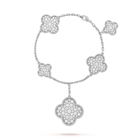 [🌹Rose💎]CLOVER 6 MOTIFS SILVER DIAMOND BRACELET