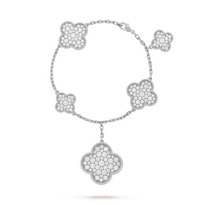 [Rose Jewelrys]CLOVER 6 MOTIFS SILVER DIAMOND BRACELET