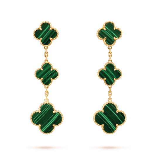 [Rose Jewelrys]CLOVER MALACHITE 3 MOTIFS GOLD