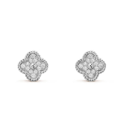 [Rose Jewelrys]CLOVER MINI DIAMOND STUD EARRINGS