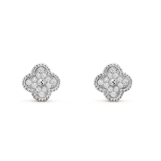 [Rose Jewelrys]CLOVER MINI DIAMOND STUD EARRINGS