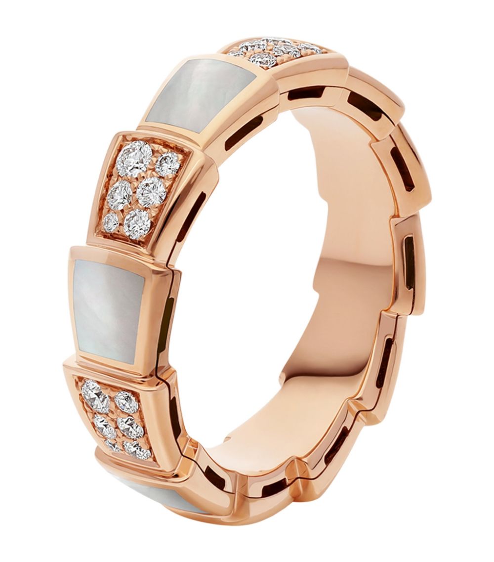 [Rose Jewelrys]SERPENTI RING PINK GOLD MOP DIAMOND PAVED 4MM