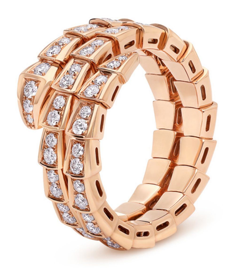 [Rose Jewelrys]SERPENTI RING PINK GOLD DIAMOND DOUBLE ROW