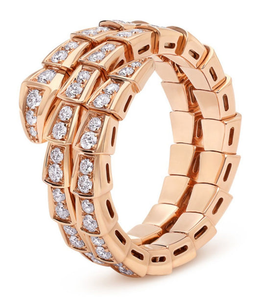[Rose Jewelrys]SERPENTI RING PINK GOLD DIAMOND DOUBLE ROW