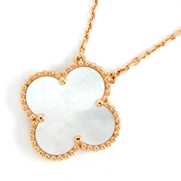 [🌹Rose💎]CLOVER 15MM WHITE MOTHER-OF-PEARL GOLD NECKLACE