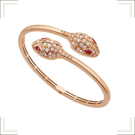 [Rose Jewelrys]SERPENTI BRACELET PINK GOLD DIAMOND DOUBLE SNAKE