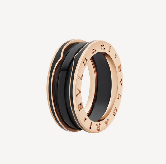 [Rose Jewelrys]ZERO 1 TWO-BAND WITH MATTE BLACK CERAMIC PINK GOLD RING