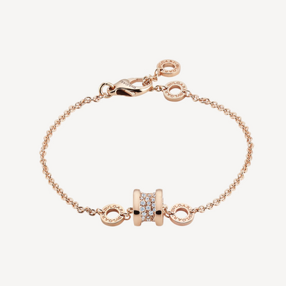 [Rose Jewelrys]ZERO 1 SOFT PINK GOLD WITH PAVED DIAMONDS ON THE SPIRAL BRACELET