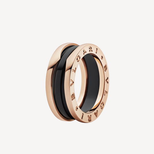 [Rose Jewelrys]ZERO 1 TWO-BAND LOOPS AND BLACK CERAMIC PINK GOLD RING