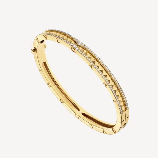 [Rose Jewelrys]ZERO 1 SPIRAL AND PAVED DIAMOND GOLD BRACELET