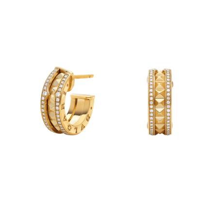 [Rose Jewelrys]ZERO 1 ROCK GOLD EARRINGS WITH STUDDED SPIRAL AND PAVED DIAMONDS