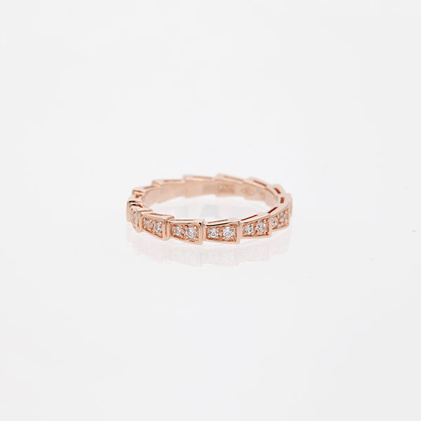 [Rose Jewelrys]SERPENTI RING PINK GOLD DIAMOND PAVED 3MM