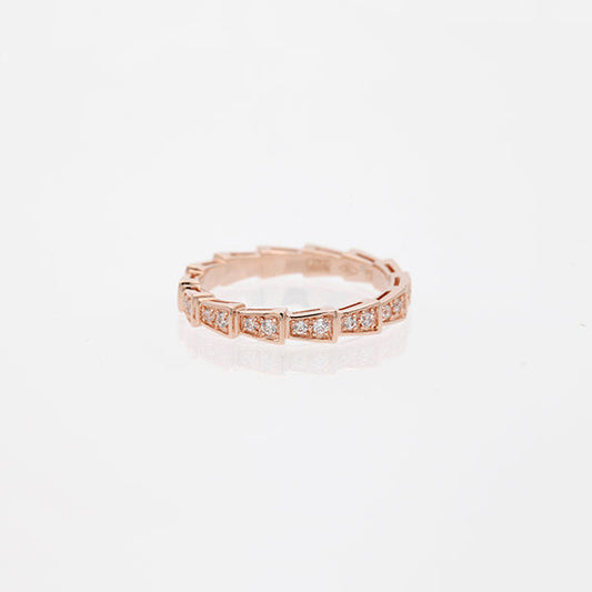 [Rose Jewelrys]SERPENTI RING PINK GOLD DIAMOND PAVED 3MM