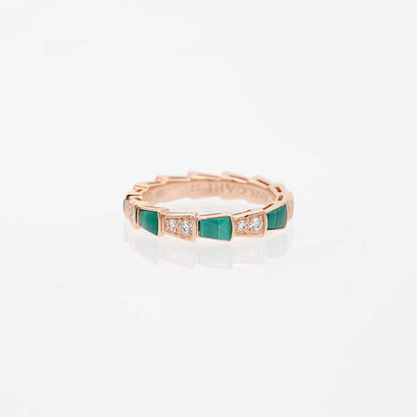 [Rose Jewelrys]SERPENTI RING PINK GOLD MALACHITE DIAMOND 3MM