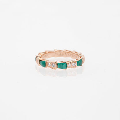 [Rose Jewelrys]SERPENTI RING PINK GOLD MALACHITE DIAMOND 3MM