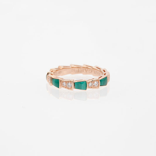 [Rose Jewelrys]SERPENTI RING PINK GOLD MALACHITE DIAMOND 3MM
