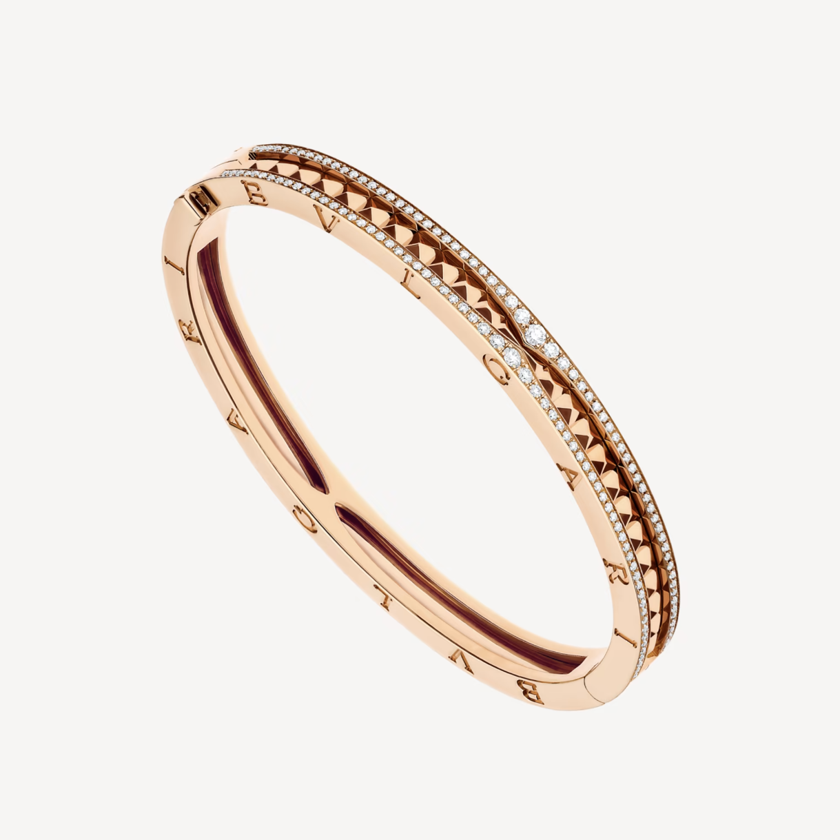 []ZERO 1 SPIRAL AND PAVED DIAMOND PINK GOLD BRACELET