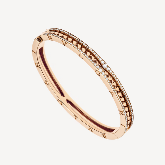 [Rose Jewelrys]ZERO 1 SPIRAL AND PAVED DIAMOND PINK GOLD BRACELET