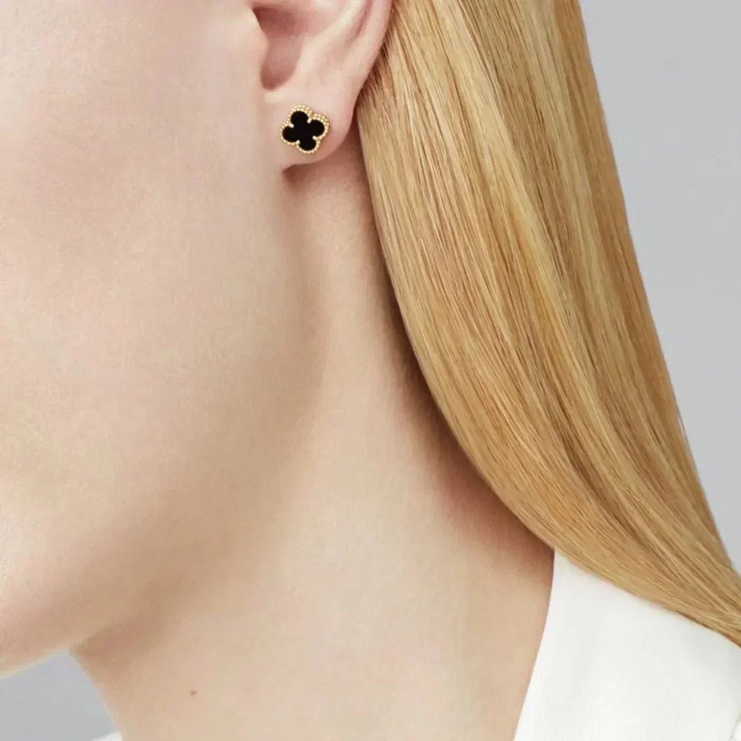 [Rose Jewelrys]CLOVER MINI 9.5MM BLACK MOP EARRINGS