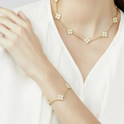 [Rose Jewelrys]CLOVER 5 MOTIFS  FULL DIAMOND BRACELET