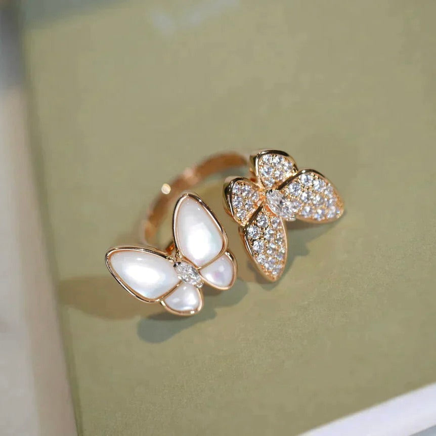 [Rose Jewelrys]TWIN BUTTERFLY DIAMOND MOP RING