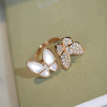 [Rose Jewelrys]TWIN BUTTERFLY DIAMOND MOP RING