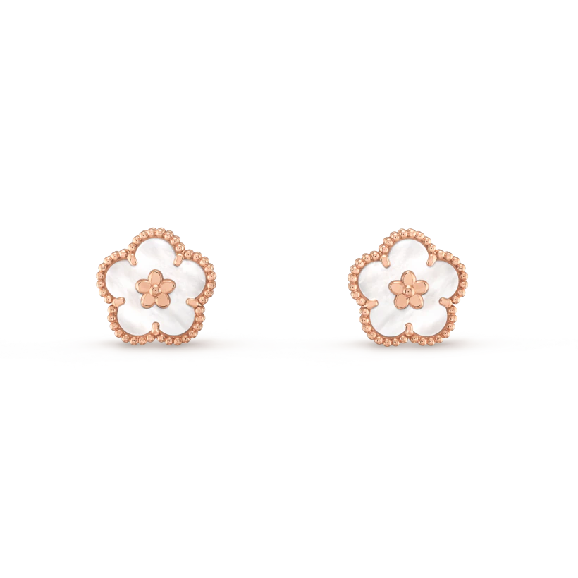 [Rose Jewelrys]LUCKY PINK GOLD WHITE MOP EARRINGS