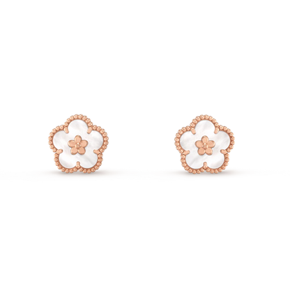 [Rose Jewelrys]LUCKY PINK GOLD WHITE MOP EARRINGS