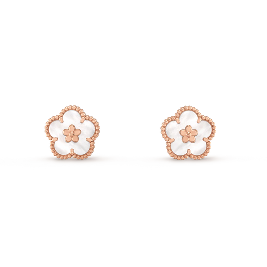 [Rose Jewelrys]LUCKY PINK GOLD WHITE MOP EARRINGS