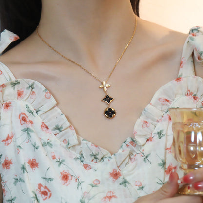 [Rose Jewelrys]STAR AND SUN ONYX PINK GOLD NECKLACE
