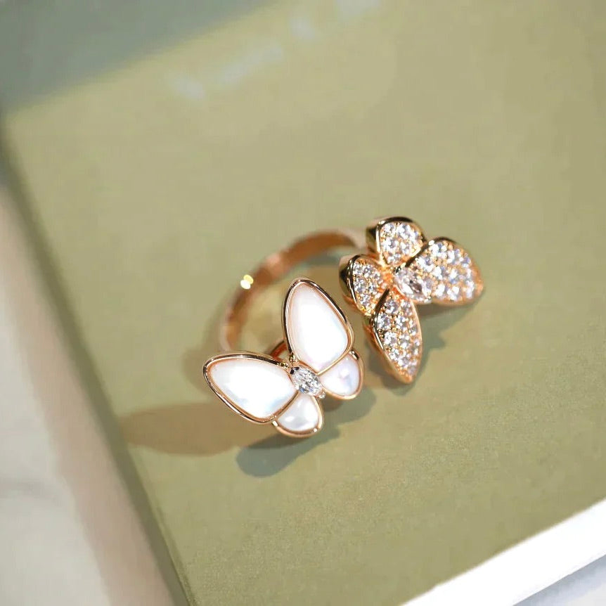 [Rose Jewelrys]TWIN BUTTERFLY DIAMOND MOP RING