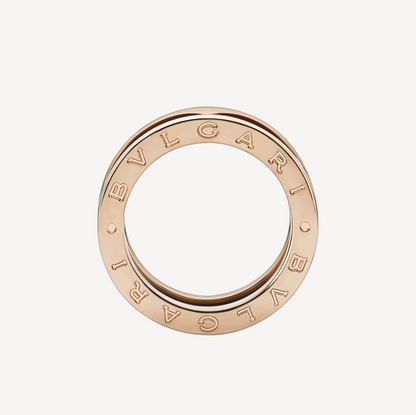 []ZERO 1 TWO-BAND LOOPS AND BLACK CERAMIC PINK GOLD RING