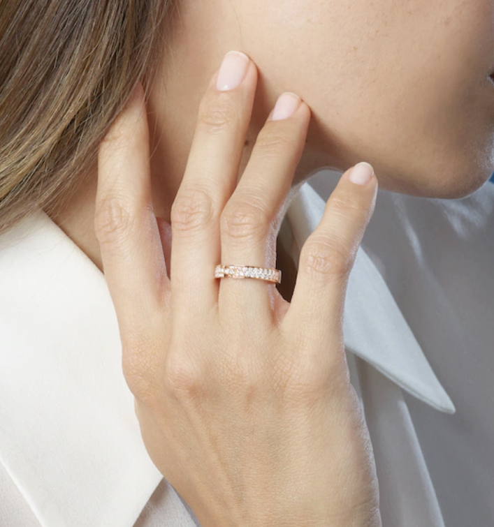 [🌹Rose💎]ALLIANCE LIENS VIDENCE PAVED DIAMOND 4MM RING